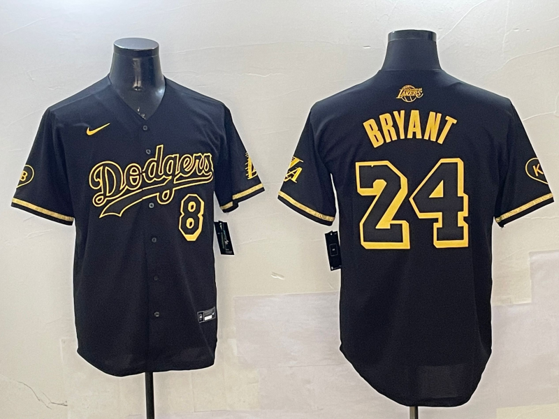 Men's Los Angeles Dodgers Kobe Bryant #24 Black Jersey
